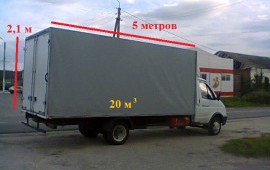 Грузоперевозки ГАЗель 5 метров, 20 кубов.