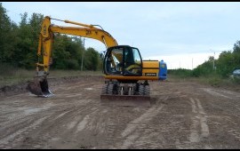Колесный экскаватор, услуги, заказ.