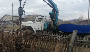 Ямобур на базе урал. Бурение под фундамент, ЛЭП