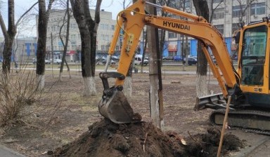 Услуги мини-экскаватора, ямобур услуги.